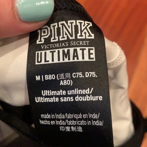 White and Black PINK Sports Bra - Picture 3 of 3